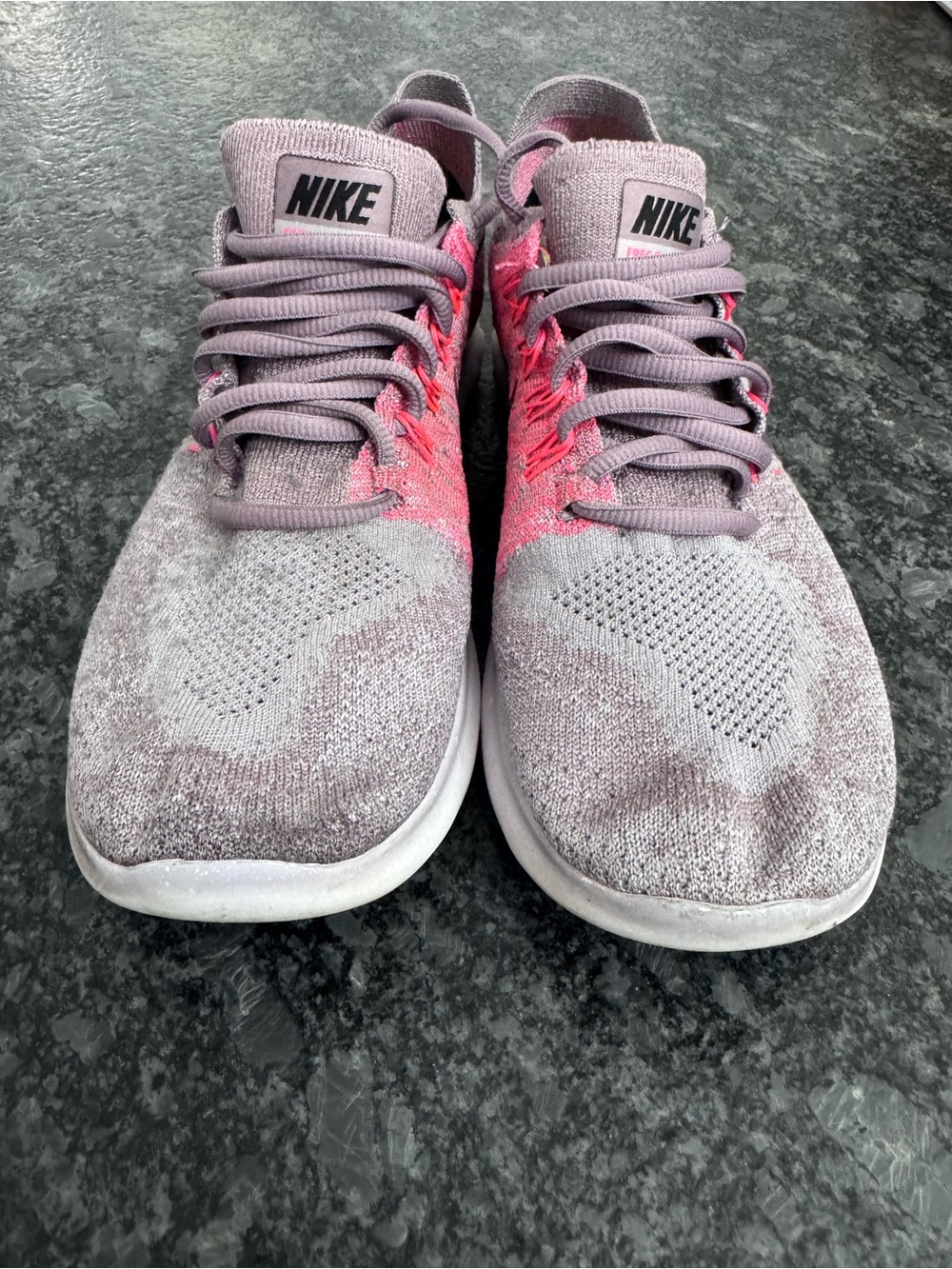 Nike Women's Flyknit Trainers - Lavender with Pink Accents